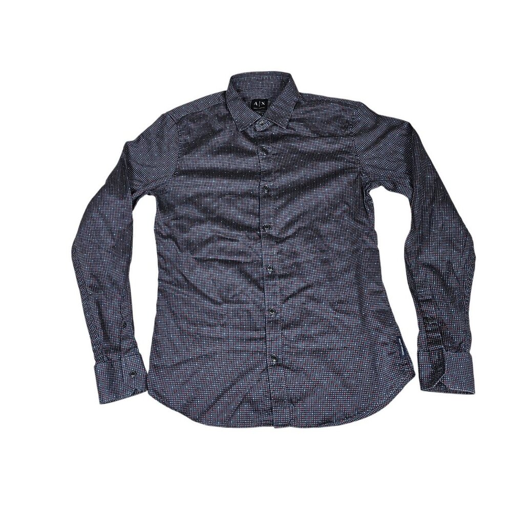A|X Armani Exchange Long Sleeve Button-Up Size Small Checkered Blue Gray Red
